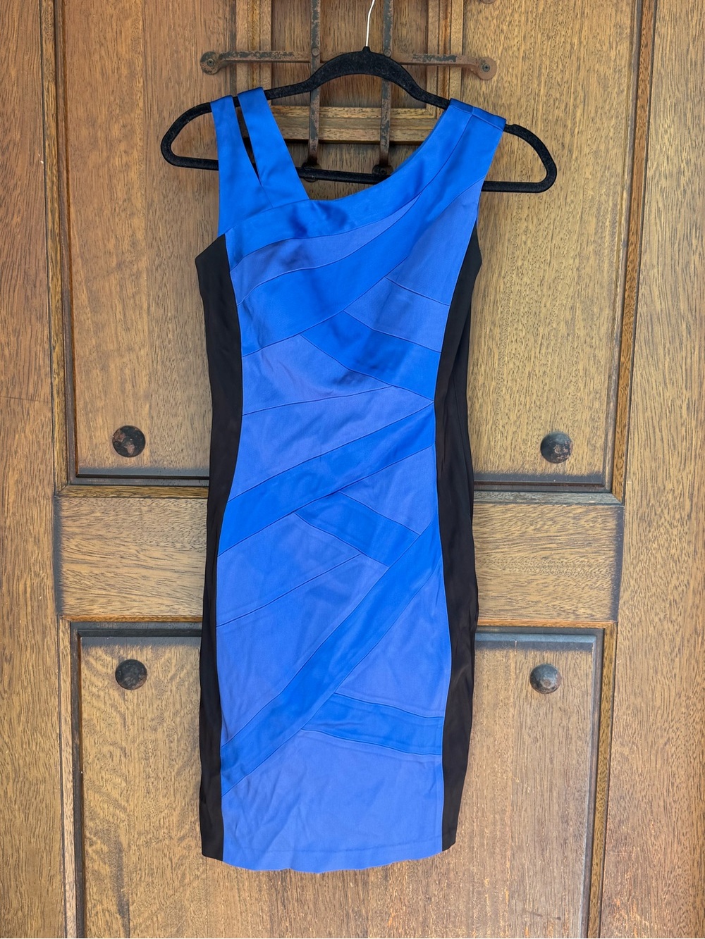 Jax Blue and Black Paneled Sheath Dress Size 2